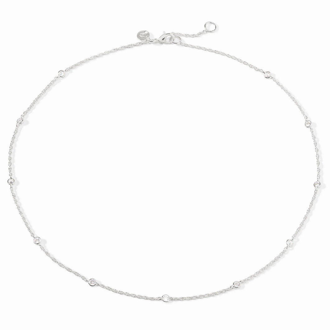 Julie Vos Celeste Delicate Station Necklace-Silver-CZ
