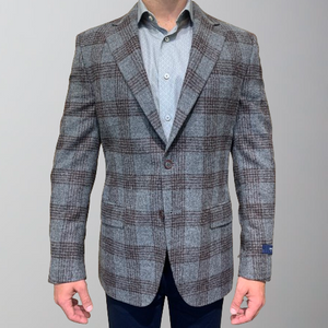 Empire Alpaca Sport Coat-Charcoal/Burgundy Windowpane