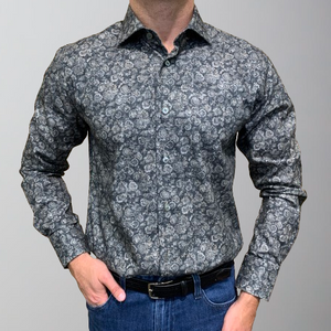 Calder Sport Shirt-Madison Fit-Charcoal/Tan Floral