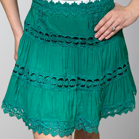 Elan Lace Skirt-Green Bright