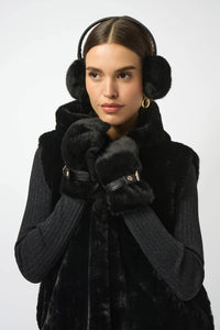 Joseph Ribkoff Faux Fur Mittens-Black