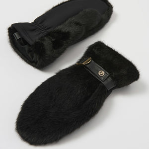 Joseph Ribkoff Faux Fur Mittens-Black