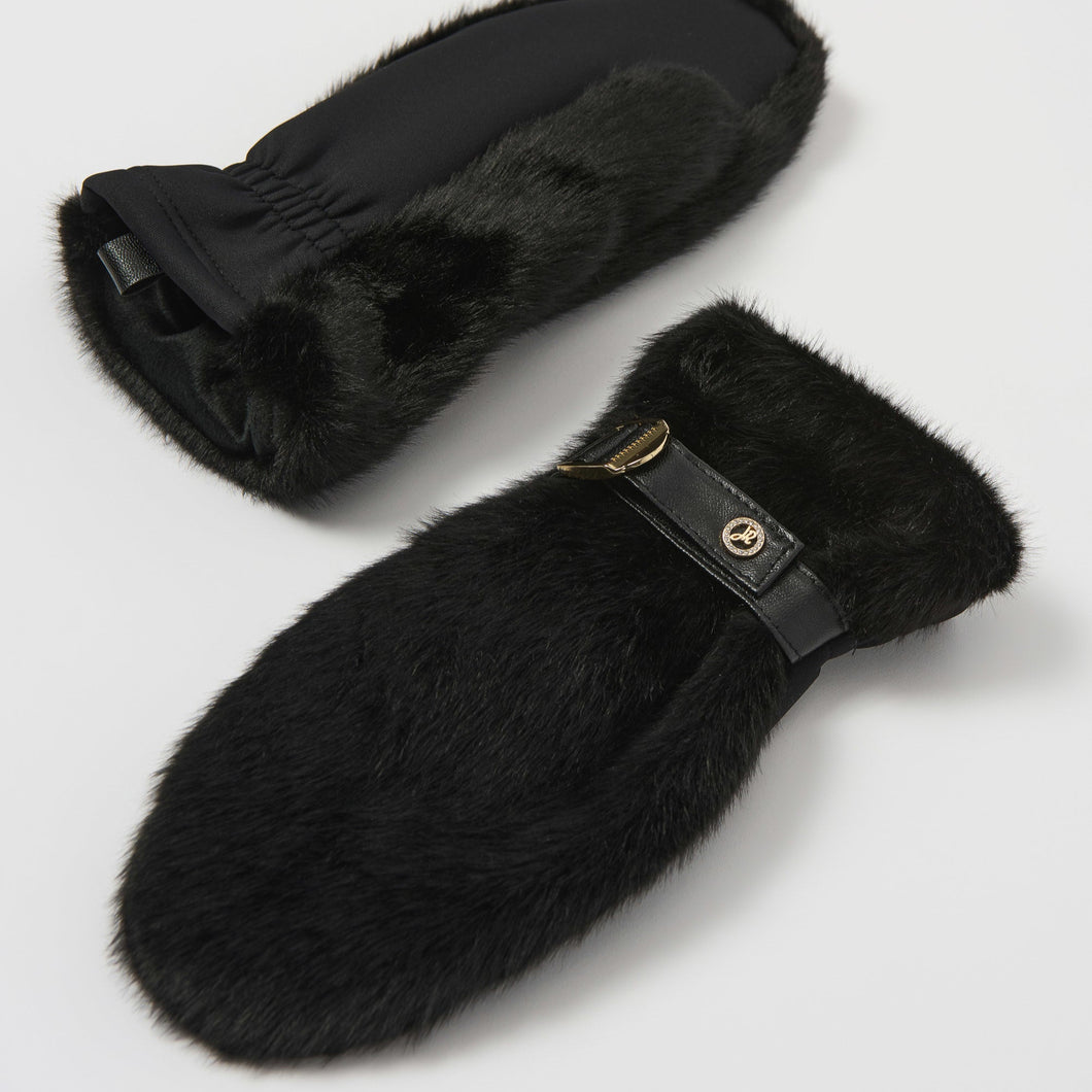 Joseph Ribkoff Faux Fur Mittens-Black