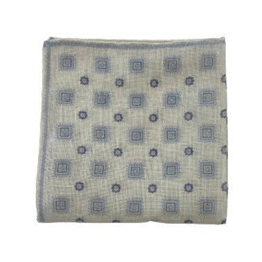 Geoff Nicholson Pocket Square-Off White Blue Cubes