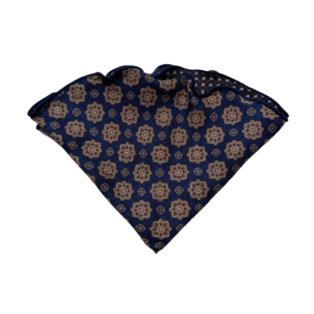 Edward Armah Reversible Pocket Circle- Denim Foulard/ Houdstooth Print