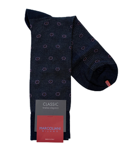 Marcoliani Mid Calf Dress Sock-Charcoal Tie Rings