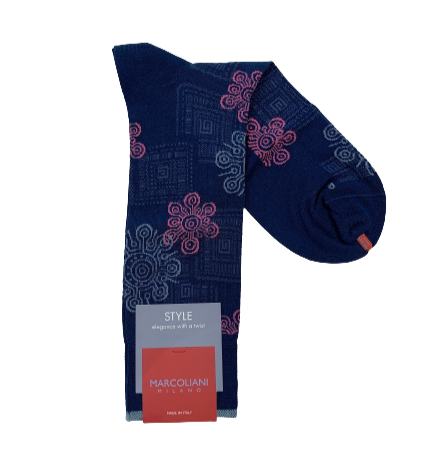 Marcoliani Mid Calf Dress Sock-Royal Blue Jodha Decor
