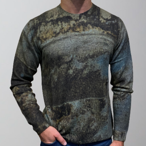 Autumn Cashmere Grunge Print Crew Sweater-Rust Combo
