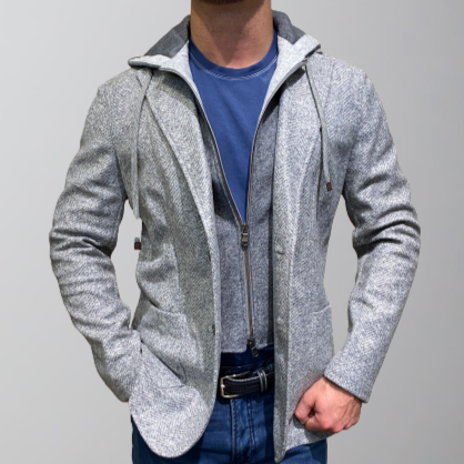 Fradi Herringbone Zip-Out Hoodie Sportcoat-Grey