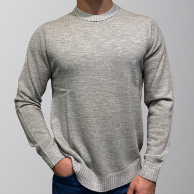 Patrick Assaraf Long Sleeve Crew Sweater-Caffe