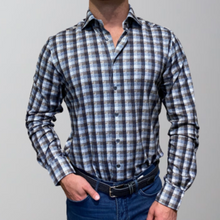 Load image into Gallery viewer, Emanuel Berg Modern 4Flex Stretch Knit Shirt-Multi Grey Plaid
