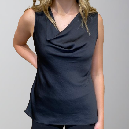 Joseph Ribkoff Satin Straight Sleeveless Top-Black