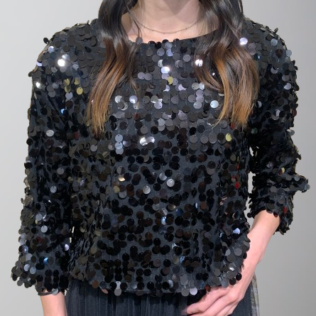 Astrid Sequin Top-Black