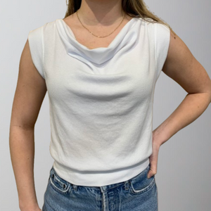 Bobi Cowl Neck Tank-White