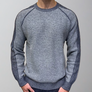 Raffi Reverse Jersey Rib Crew Neck Sweater-Grey