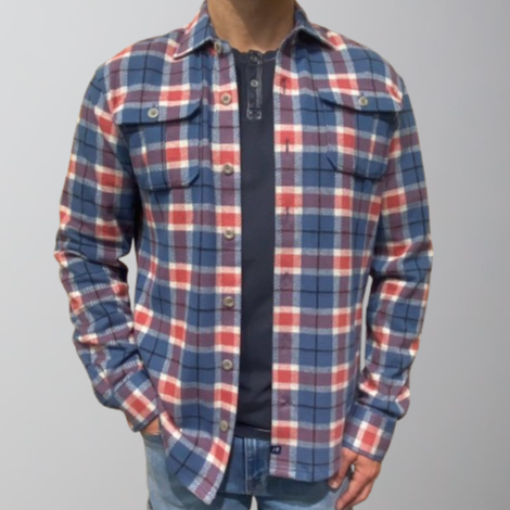 Johnnie-O Kaden Flannel Shirt Jacket-Laguna Blue