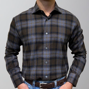 Calder Sport Shirt-Madison Fit-Chocolate/Charcoal Plaid