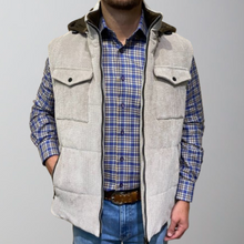 Load image into Gallery viewer, Waterville Meet Cord Vest with Hoodie-Taupe
