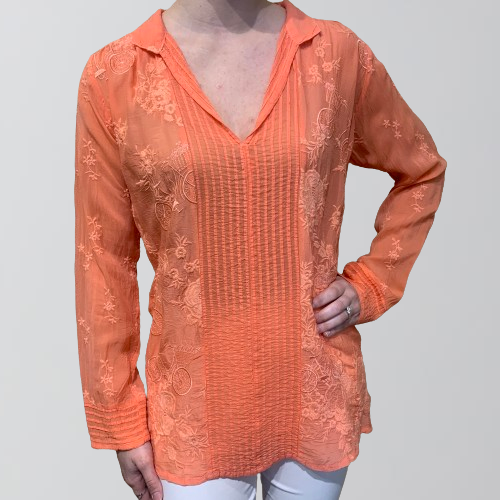 Johnny Was Aimee Ryder Blouse- Coral Quartz