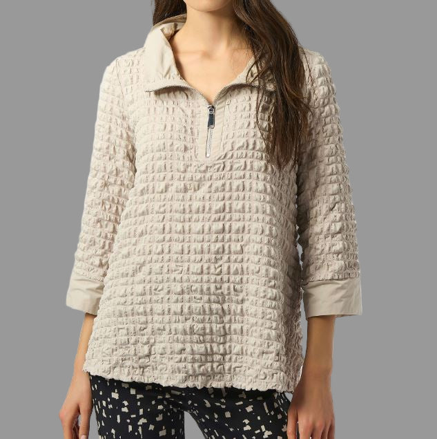 Joseph Ribkoff Bubble Jacquard A-Line Top- Moonstone