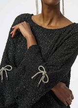 Load image into Gallery viewer, Joseph Ribkoff Fuzzy Metallic Knit Boxy Top- Black

