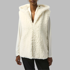 Joseph Ribkoff Faux Fur Textured Stripe Vest-Vanilla
