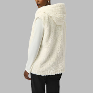 Joseph Ribkoff Faux Fur Textured Stripe Vest-Vanilla