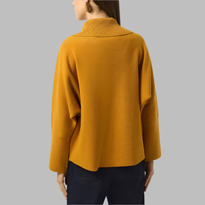 Joseph Ribkoff Sweater Knit Boxy Pullover With Zipped Collar-Medallion