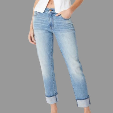 Level 99 Jessie Wide Cuff Slim Jean- Vintage Blue