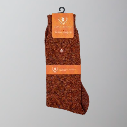 Martin Dingman Chevron Alpaca Socks-Pumpkin