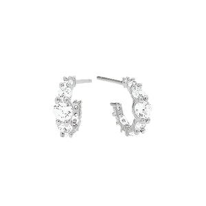 Melinda Maria "Oh She Fancy" Graduated Huggies-Silver/White Diamondettes