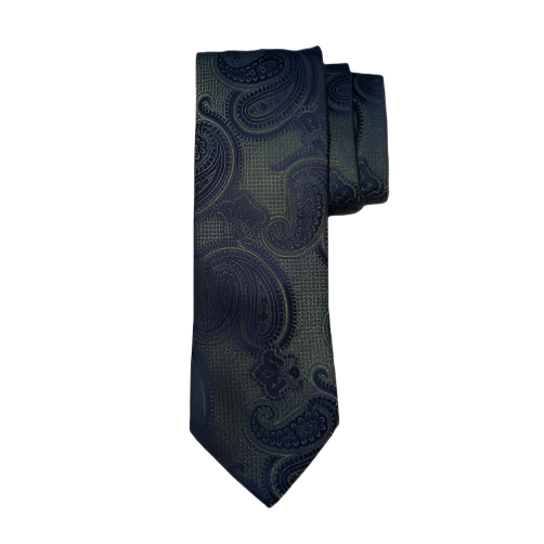 Geoff Nicholson Neckwear-Olive/Navy Large Paisley