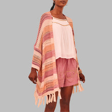 Load image into Gallery viewer, Nekane Stripe Fringe Kimono-Orange
