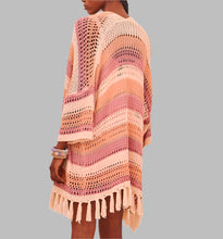 Load image into Gallery viewer, Nekane Stripe Fringe Kimono-Orange
