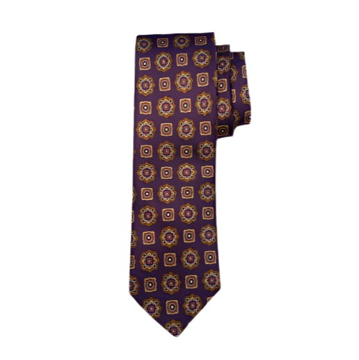 Geoff Nicholson Neckwear-Plum/Caramel Large Medallion