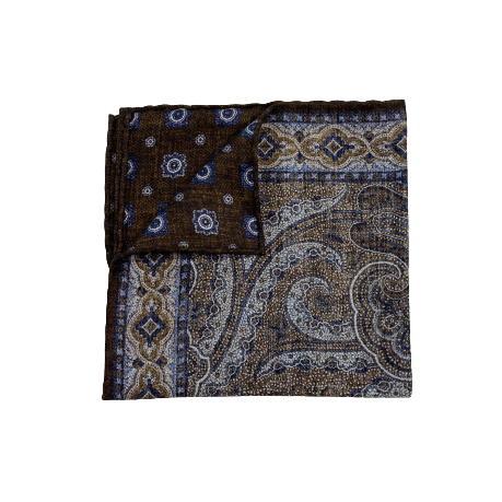 Edward Armah Pocket Square-Gray Persian Print