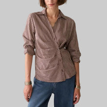Load image into Gallery viewer, Summum Two Toned Striped Blouse-Dark Burgundy

