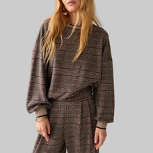 Load image into Gallery viewer, Summum Check Jacquard Sweatshirt-Brown/Muti
