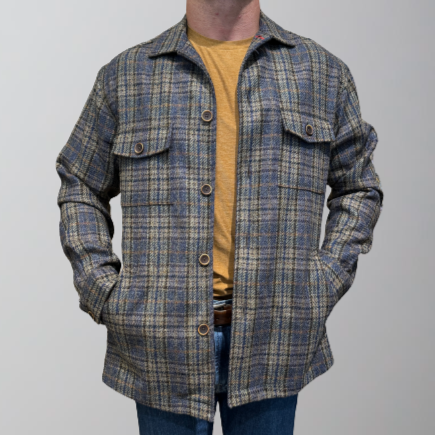 TailoRED Plaid Shirt Jacket-Grappa-Navy/Tan