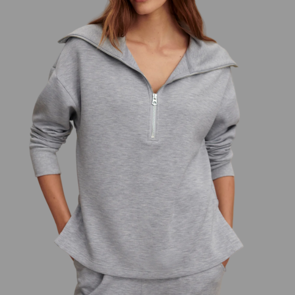 Varley Larson Half Zip Sweat- Mid Blue Marl