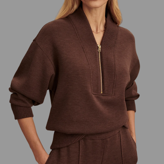 Varley Sally Half Zip Sweat-Coffee Bean Marl