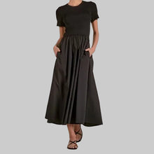 Load image into Gallery viewer, Elan Ribbed Mixed Media Maxi Dress-Black
