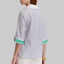 Load image into Gallery viewer, Hinson Wu Aileen 3/4 Sleeve Contrast Stripe-White/Green
