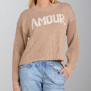 Elan Amour Crew Neck Sweater-Natural