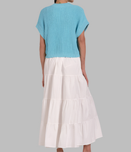 Load image into Gallery viewer, Elan Opal Sweater Dress-White Aqua Combo
