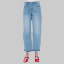 Load image into Gallery viewer, Bayeas Mid Rise Rolled Leg Barrel Jean-Light Blue
