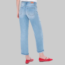 Load image into Gallery viewer, Bayeas Mid Rise Rolled Leg Barrel Jean-Light Blue
