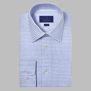 David Donahue Mini Check Dress Shirt-Trim Fit-Blue/Sky