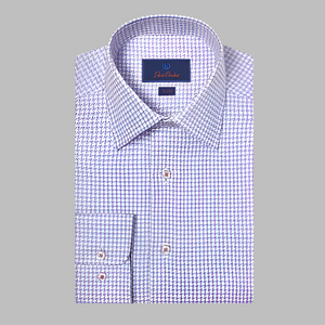 David Donahue Mini Check Dress Shirt-Trim Fit-Blue/Berry