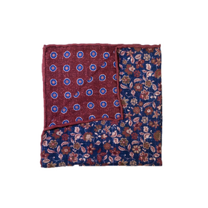 Geoff Nicholson Pocket Square-Blue/Red Floral
